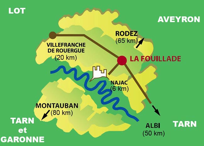 Carte emplacement du camping le Bosquet en Aveyron